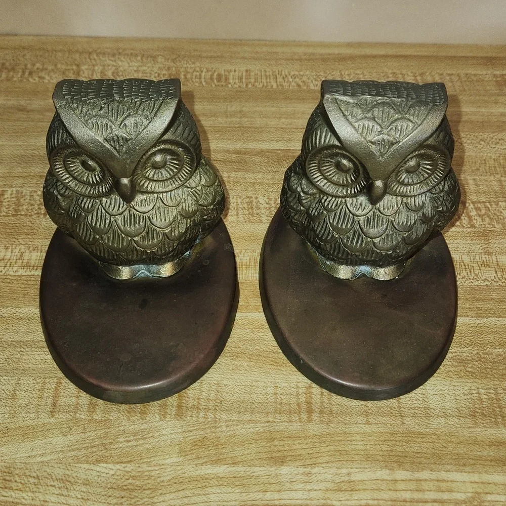 Pair (2) Brass Owls Figure